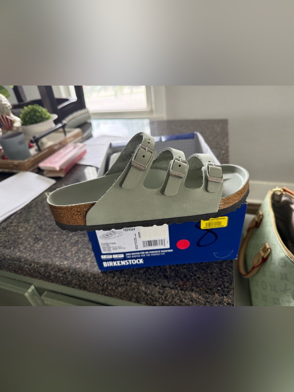 BIRKENSTOCK Women's Florida Fresh Pure Sage Sandals Size 39 Regular Fit NIB